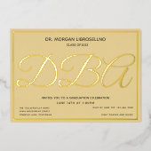 Tan Gold DBA-Afstuderen Folie Uitnodiging (Voorkant)