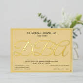Tan Gold DBA-Afstuderen Folie Uitnodiging (Staand Voorkant)