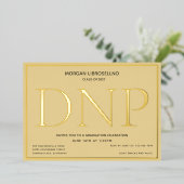 Tan Gold DNP-Afstuderen Folie Uitnodiging (Staand Voorkant)