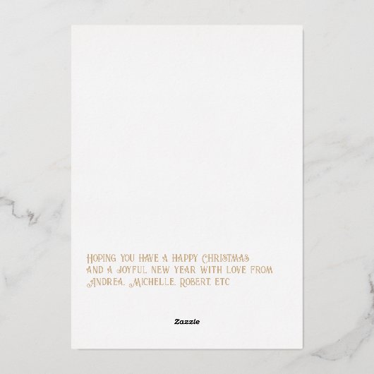 Tan & Gold Gingham Kerstvakantie Foto Folie Feestdagenkaart (Achterkant)