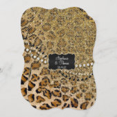 Tan Gold Leopard Dierenprint Glitter Bruiloft Kaart (Voorkant / Achterkant)