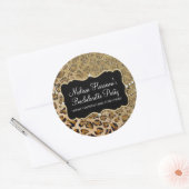 Tan Gold Leopard Dierenprint Glitter Look Ronde Sticker (Envelop)