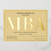Tan Gold MBA Afstuderen Folie Uitnodiging (Voorkant)