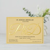 Tan Gold PhD Afstuderen Folie Uitnodiging (Staand Voorkant)