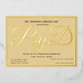 Tan Gold PsyD Afstuderen Folie Uitnodiging (Voorkant)