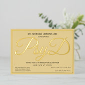 Tan Gold PsyD Afstuderen Folie Uitnodiging (Staand Voorkant)
