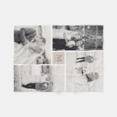 Tan Gray Square & Monogram 4 Foto Collage Weddensc Fleece Deken (Voorkant (Horizontaal))