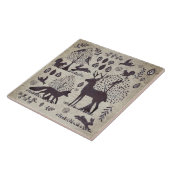  Tan Gray Woodland Animal Fox Rabbit Tegeltje (Zijkant)