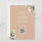 Tan Green Bloemen QR Code Bruiloft Save The Date (Achterkant)
