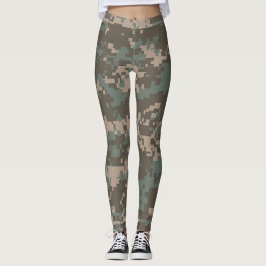 Tan Green Camouflage Leggings vrouwen (Voorkant)