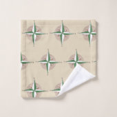 Tan Green Compass Print Camp Hiking Outdoor Natuur Bad Handdoek (Wasdoekje)