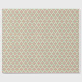 Tan & Green Ikat Quatrefoil Patroon Cadeaupapier (Vlak)