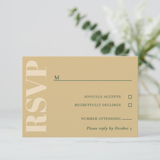Tan & Green Wedding RSVP (Staand voorkant)