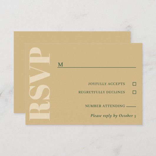 Tan & Green Wedding RSVP (Voorkant / Achterkant)