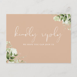 Tan Greenery Song Aanvraag RSVP Briefkaart