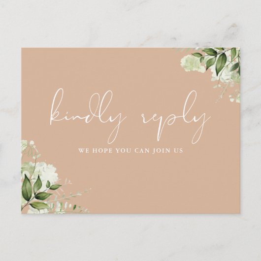 Tan Greenery Song Aanvraag RSVP Briefkaart (Voorkant)