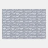 Tan, Grey en Blue Winter Foliage Merry Kerstmis Inpakpapier Vel (Voorkant 3)