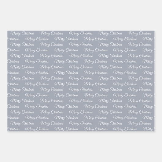 Tan, Grey en Blue Winter Foliage Merry Kerstmis Inpakpapier Vel (Voorkant 3)