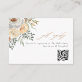 Tan & Grey Floral QR Code Gift Registry Informatiekaartje (Voorkant)