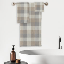 Tan Grey Ivory Neutral Rustic Pset Bad Handdoek