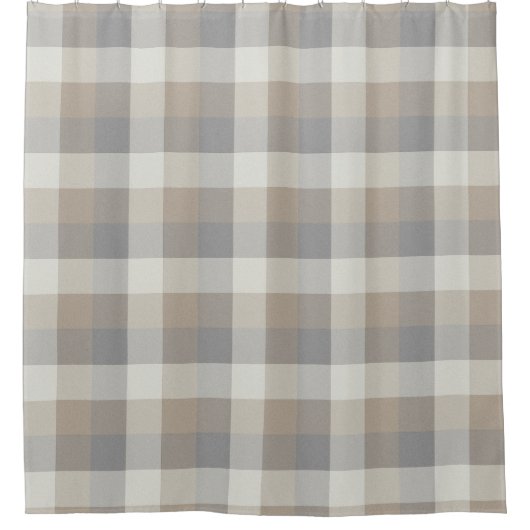 Tan Grey Ivory Neutral Rustic Pset Douchegordijn (Voorkant)