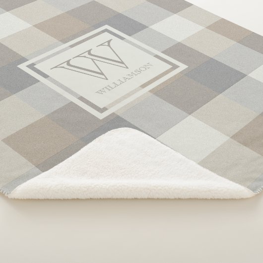 Tan Grey Ivory Neutral Rustic Pset Sherpa Deken (3/4)