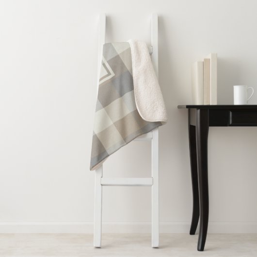 Tan Grey Ivory Neutral Rustic Pset Sherpa Deken (In situ)