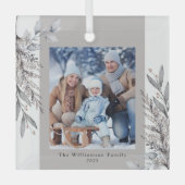 Tan & Grey Winter Foliage Fotokerkeramiek Glas Ornament (Voorkant)