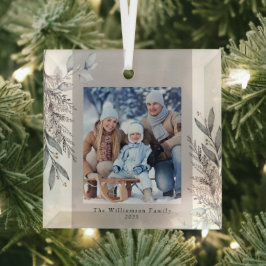 Tan & Grey Winter Foliage Fotokerkeramiek Glas Ornament