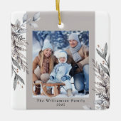 Tan & Grey Winter Foliage Fotokerstmis Keramisch Ornament (Voorkant)