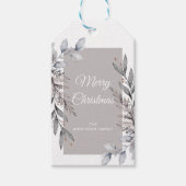 Tan & Grey Winter Foliage Merry Kerstmis Cadeaulabel (Voorkant)