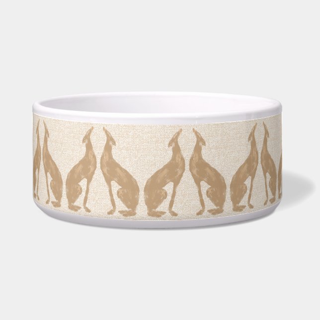 Tan Greyhound Ceramic Pet Bowl Voerbakje (Voorkant)