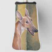 Tan Greyhound in Grass Golf Putter Hoesje Golfheadcover (Draai 90)