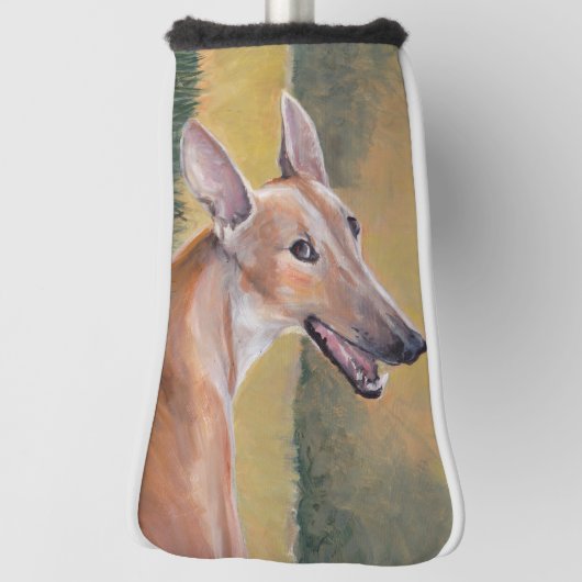 Tan Greyhound in Grass Golf Putter Hoesje Golfheadcover (Draai 90)
