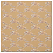 Tan Greyhound Running Dog Art Fabric Stof (Swatch)