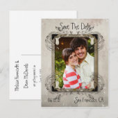 Tan Grunge Bloemenfoto Sla de datum op Aankondigingskaart (Voorkant / Achterkant)