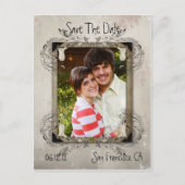 Tan Grunge Bloemenfoto Sla de datum op Aankondigingskaart (Voorkant)