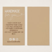 Tan Handmade Wash Instructions Social Media Visitekaartje (Voorkant /achterkant)