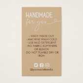 Tan Handmade Wash Instructions Social Media Visitekaartje (Voorkant)
