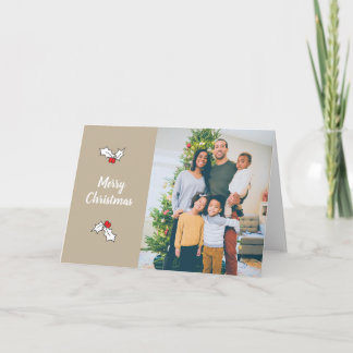 Tan Holly Berries Digitale Kaarten voor kerstfoto'