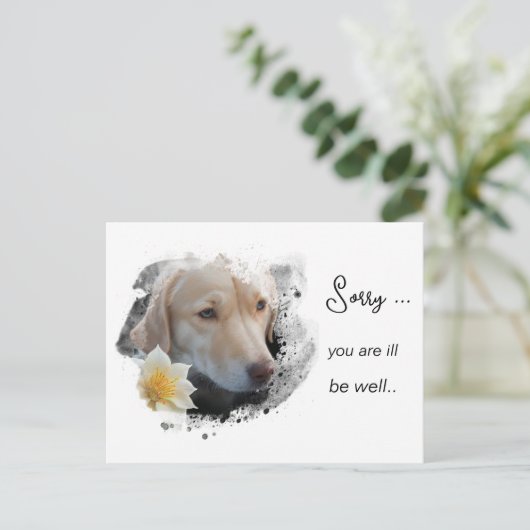 *~ Tan Hond AP61 krijgen goed droevige bloem Briefkaart (Staand voorkant)