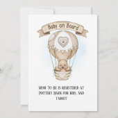 Tan Hot Air ballon Teddy Bear Baby shower Kaart (Achterkant)