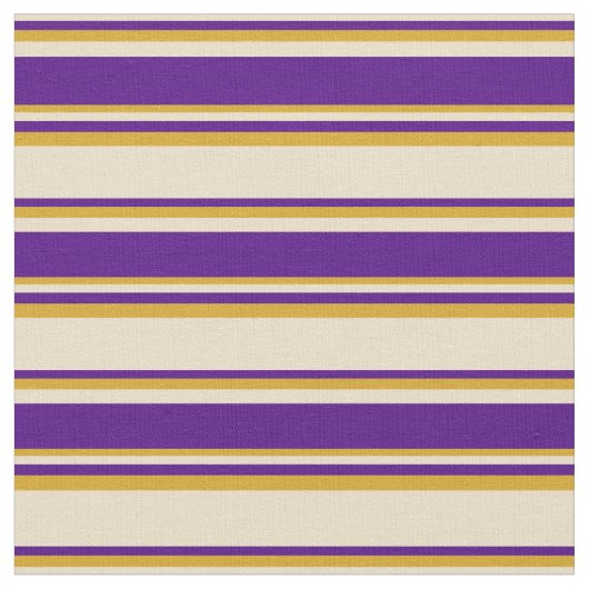 Tan, Indigo en Goldenrod Lined/Striped Pattern Stof (Close Up)