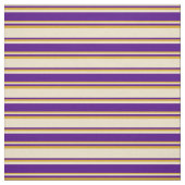 Tan, Indigo en Goldenrod Lined/Striped Pattern Stof (Swatch)