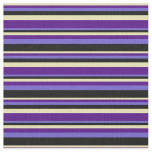 Tan, Indigo, Slate Blue en Black Colored Lines Stof