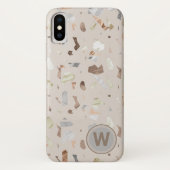 Tan Italy Terrazzo Tile Monogrammed Case-Mate iPhone Case (Achterkant)