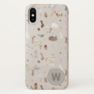 Tan Italy Terrazzo Tile Monogrammed Case-Mate iPhone Case