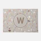 Tan Italy Terrazzo Tile Monogrammed Deurmat (Voorkant)