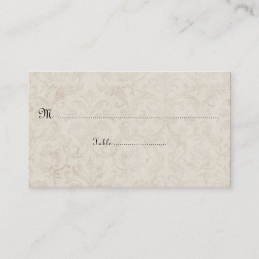 Tan Ivoor Damask Place Cards Plaatskaartje (Voorkant)