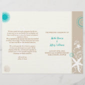 Tan Ivory Aqua Beach Wedding BiFold Programme (Voorkant)